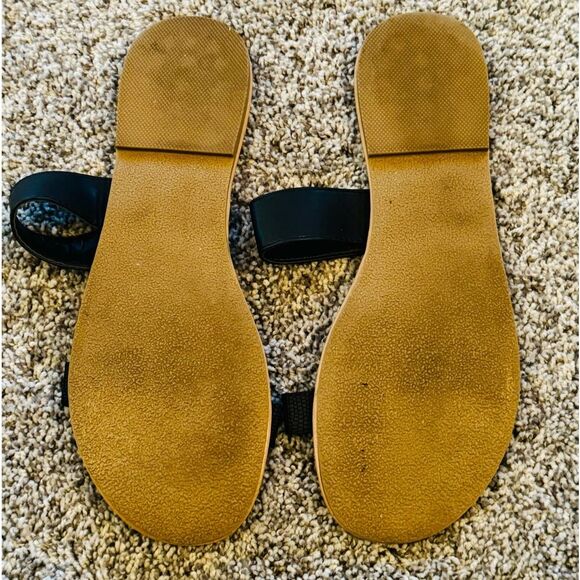 NEW DIRECTIONS Belks Woman's Sandals - Flat Slides Size 11 Black Leather… - Picture 7 of 7